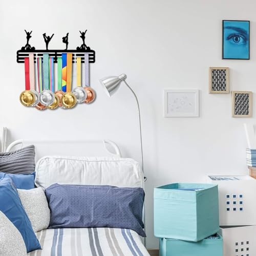 Resama Medal Hanger Holder Display Wall Rack Frame Shelf-Medal Hanger Awards Ribbon Soccer,Gymnastics,Holder Display Rack for 60 Medals - color: Gymnastic
