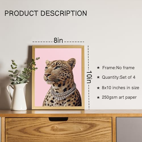 NaZaUK Pink Room Decor, Leopard Cheetah Prints Y2K Room Decor, Lucky 8 Ball Poster for Teen Girls Bedroom Bathroom Dorm, Aesthetic Cheetah Wall Decor. 8x10 Unframed Set of 4(PINK) - color: leapardpink