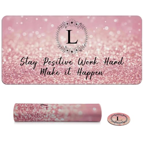 Large Gaming Mouse Pad with Coaster,Desk Matt for Desktop,Desk Mat-Pink L | Desk Pad,XXL Cute Desk Mat Cover for Computer Keyboard Laptop Women Office Home Decor, 31.5'' x15.6'' - color: A91-Letter L
