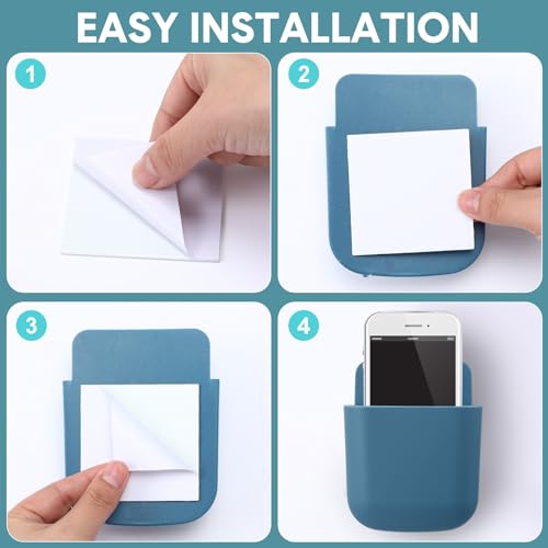 Kathfly 6 Pcs Remote Control Holders Wall Mount Self Adhesive Remote Holder Wall Mount Storage Box TV Air Conditioner for Home Office Television Pens Keys