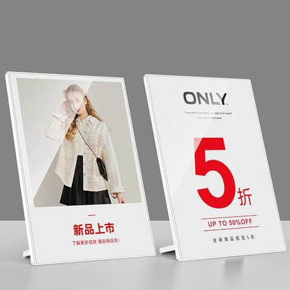 Acrylic Sign Holder A3/A4/A5 Menu Displays L Shape Sign Stand Table Top Sign Stand (Horizontal A5 210×148mm/ 8.27×5.83 inches) - color: Horizontal A5 210×148mm/ 8.27×5.83 inches