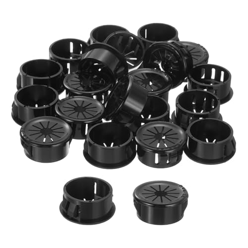 uxcell 30Pcs Cable Grommets, Snap Bushing Grommet for Holes with 0.87"(22mm) Mounting, Round Nylon Snap in Cable Desk Grommet for Cables and Cords Management, Black - size: 22mm
