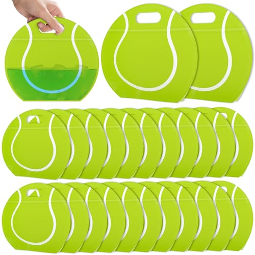 AKAIXI 24pcs 3.5Mil Thickened Tennis Gift Bags Reusable Sealed Snack Bags | with Handle Stand-up Tennis Goodie Bags for Tennis Themed Party Favors Birthday Supplies Lovers Players Coaches Gifts - color: Tennis