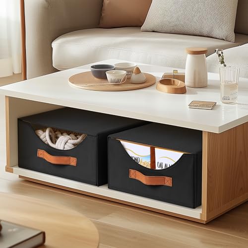 Homsorout Closet Organizers and Storage - Large Stackable Storage Bins with Drawer, Fabric Bins for Organization, Collapsible Storage Drawers Organizer for Bedroom, Living Room, 4 Pack, Black - color: Black, size: 16 Inch. - 4 Pack