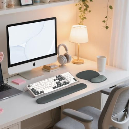 iCasso Keyboard Wrist Rest,Black Ergonomic Mouse Pad with Wrist Support,Acrylic Clear Keyboard Stand for Desktop,Non-Slip Mousepad Set for Office Home Gaming - color: Pure Black