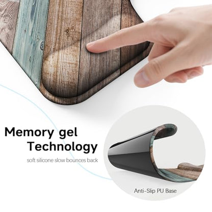 Ergonomic Mouse Pad with Gel Wrist Rest (1"& 1.2" Dual Height) - Mouse Pads Compact Mousepad Desk Mat Office, Gaming & Carpal Tunnel Relief | Non-Slip Rubber Base Rustic Wood Pattern - color: Rustic Wood Pattern