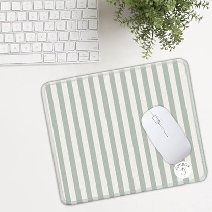 Mouse Pad for Desk with Stitched Edge, Premium Cute Washable Mouse Pads. Computer Mousepad with Non-Slip Rubber Base, Mousepads for Laptop, 9.25x7.75x0.12 inch (Green Stripes) - color: Green Stripes