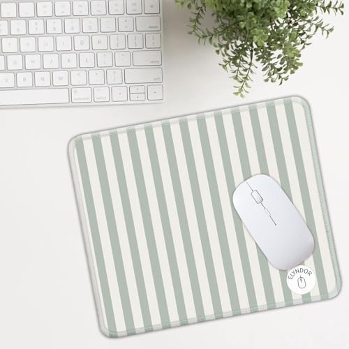 Mouse Pad for Desk with Stitched Edge, Premium Cute Washable Mouse Pads. Computer Mousepad with Non-Slip Rubber Base, Mousepads for Laptop, 9.25x7.75x0.12 inch (Green Stripes) - color: Green Stripes