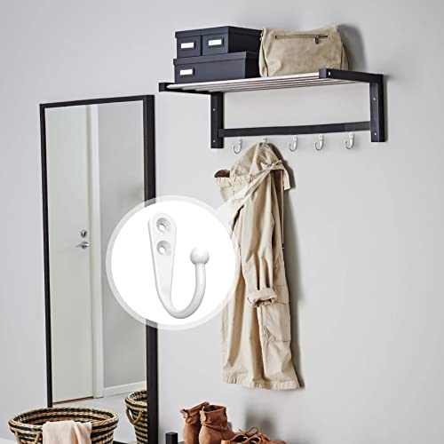 ZAYBOD 25 Pack White Hooks for Hanging - Heavy Duty Zinc Alloy Wall Mounted Hook Bulk for Coats, Towels - Matte White Single Coat Hook, Multi-Room Modern Closet Hardware Value Set - color: 25PCS + White Hook