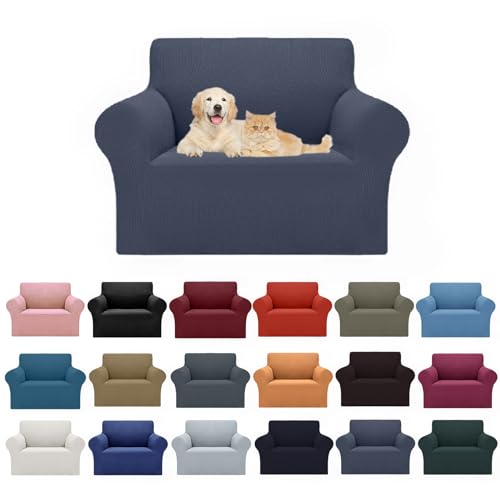 Cupuamon 2026 New Stretch Chair Sofa Slipcovers Couch Cover for 1 Seater Furniture Protector Sofa Covers with Elastic Bottom Jacquard Fabric Small Checks for Pets, Kids - Charcoal - color: Charcoal, size: Chair