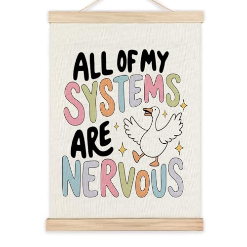 LZYRF Silly Goose Mental Health Wall Art, Therapy Office Decor, All of My Systems Are Nervous Goose Canvas Prints Wall Decor for Therapist Counselor Calming Office, 12x16 Inch - color: all of my systems, size: 16"L x 12"W