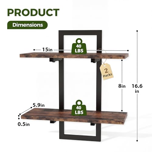 Bamworld Floating Shelves for Wall Planters for Indoor Plants Hanging Shelves Plant Holder Wall Decor Plant Stand Indoor for Plant Hangers Indoor for Living Room Bedroom Bathroom 2-Pack Brown - size: 2 pcs