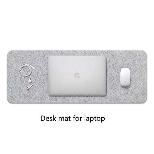 Extended Gaming Mouse Pad, Non-Slip Desk Pad, Desktop Protector, Writing Mat, Felt Desk Mat for Office and Home, 0.12 Inch Thick (Light Gray)