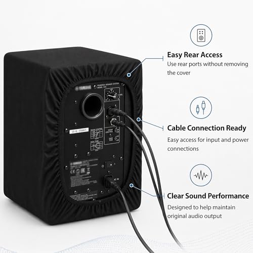 Musiin Studio Monitor Dust Cover Protective Compatible With YAMAHA HS5 Admin Audio T5V KRK Rokit 5 G4 Black 5-Inch Professional Powered Speaker cover(2 packs)