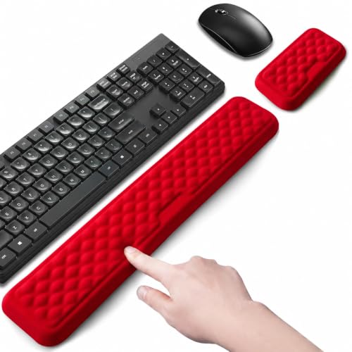 Keyboard Wrist Rest Mouse Wrist Support, Memory Foam Wrist Rest Pad for Computer Laptop, Ergonomic Wrist Cushion Support for Typing Pain Relief, Gaming Home Office, Red - color: Red