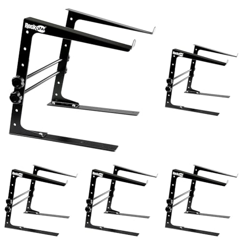 RockJam Portable DJ Laptop Stand with Adjustable Height, Anti-Slip Design, Works for Laptops, Controllers & CD Players (Pack of 5) - size: Desktop (Pack of 5)