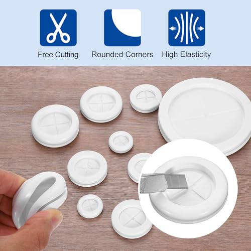 uxcell 8Pcs Rubber Grommets 1-3/8" (35mm) Drill Hole, 1-3/16" (30mm) ID Double Sided Hole Plugs Ring Gasket for Firewall Cable Wire Protecting, White - size: 1-3/8"DH, 1-3/16"ID