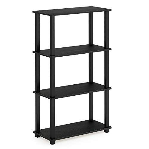 Furinno Turn-S-Tube 4-Tier Storage Shelves Bookshelf, Americano - color: Americano/Black, size: 4-Tier Square Tube
