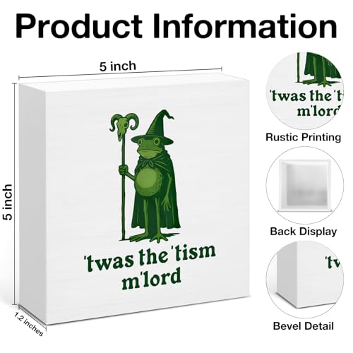 Autism Decor, Mental Health Decorations, 'Twas The 'Tism M'Lord Magic Wizard Frog Wooden Sign for Home Classroom Desk Decor - color: twas