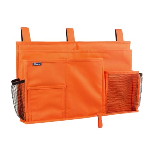 Surblue Caddy Hanging Organizer Bedside Storage Bag for Bunk and Hospital Beds, Orange, L - color: Orange, size: Large