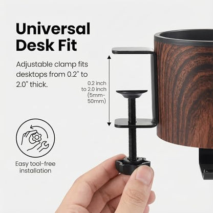 Luxury 2-in-1 Desk Cup Holder with Headphone Hanger for Office, Home, Gaming(Wooden Design) - color: WOODEN DESIGN