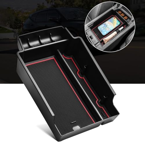 Autorder Center Console Organizer for 2019-2025 Chevy/Chevrolet Blazer Accessories Armrest Storage Box Secondary Insert Tray with 2 Color Mats - color: 2019-2026 Chevy Blazer