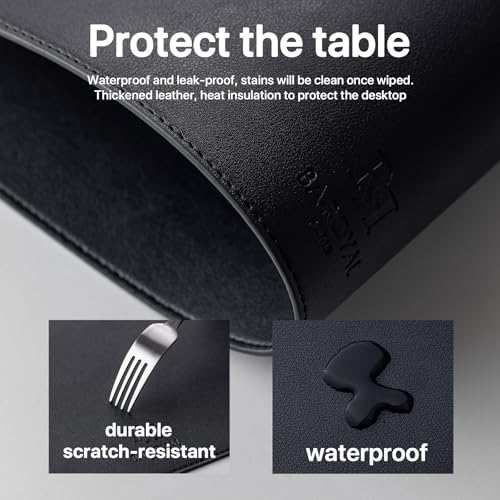 Baroyal Faux Leather Placemats Set of 6 Vinyl Washable Wipeable Table Mats for Kitchen Dining Table Heat Resistant Waterproof Modern Indoor/Outdoor Placemats Non-Slip Easy Clean Place Mats (Black) - color: B-black