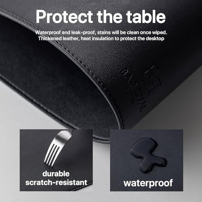 Baroyal Faux Leather Placemats Set of 6 Vinyl Washable Wipeable Table Mats for Kitchen Dining Table Heat Resistant Waterproof Modern Indoor/Outdoor Placemats Non-Slip Easy Clean Place Mats (Black) - color: B-black