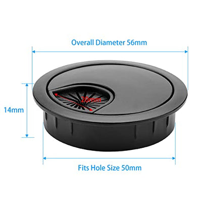 2 Pack 2 Inch Metal Desk Grommet for Wire Organizer, Black - color: Black-2Pack