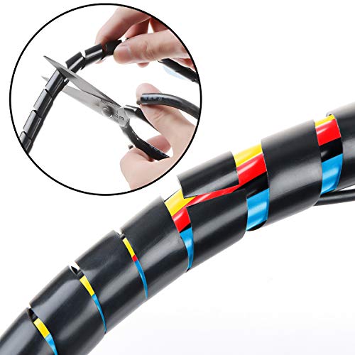 50Ft XHF 1/4" Spiral Cable Wrap 6mm(Wrapping Range:4mm-50mm) Spiral Wire Wrap Cord for Computer Electrical Wire Organizer Sleeve Hose RoHS Black - size: Dia 6MM-Length 15M