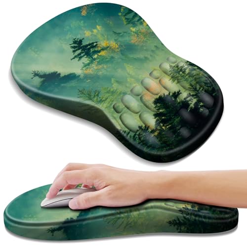 YIWEI Ergonomic Mouse Pad with Wrist Rest - Comfortable Office Mousepad with Memory Foam Wrist Support for Carpal Tunnel Relief, Mouse Pads with Non-Slip Base for Gaming and Home (Forest) - color: Forest