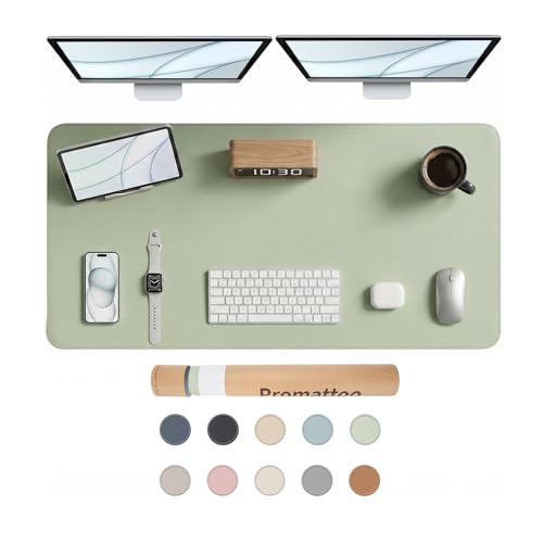 Large Desk Pad Non-Slip Desk Mat Protector for Keyboard Mouse Waterproof Vegan Leather Surface Faux Leather Laptop Mat Smooth Mouse Pad Premium Gift Tube Matcha Green 47" x 23" - color: Matcha Green, size: 47" x 23"