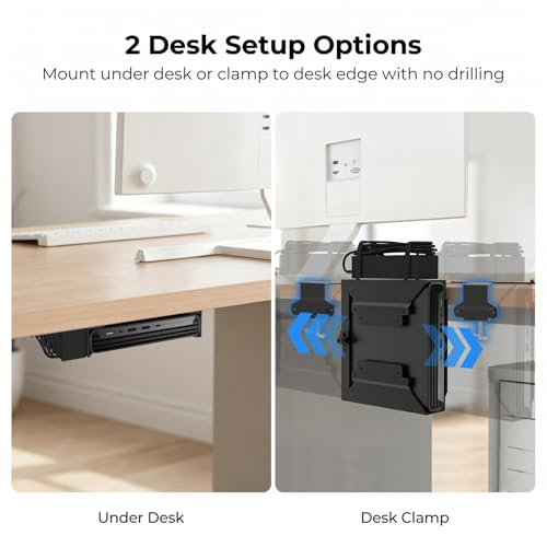 Mini PC VESA Mount for HP with C-Clamp VESA Wall Under Desk or Desk Clamp Mount for EliteDesk 800 805 705, Pro Mini 260, ProDesk 600 405 Mini PC Mounting Bracket for HP Mount to a Monitor Arm