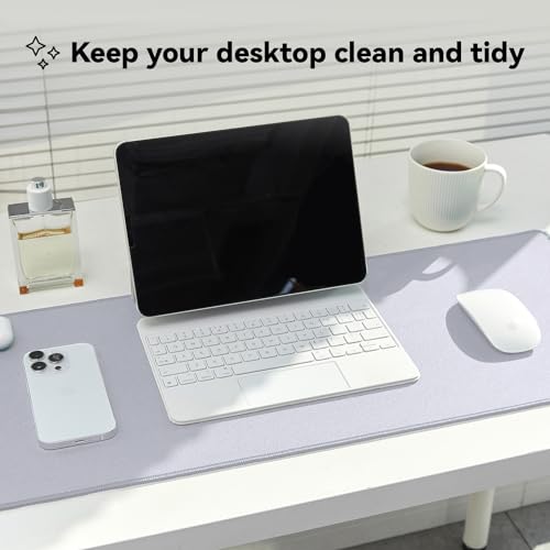 Reniteco Waterproof Large Gaming Mouse Pad with Durable Stitched Edges, Non-Slip Rubber Base, Grainy Jacquard Mouse Mat Desk Pad for Home Office Gaming, 35.4''x15.7''x0.12'', Matte Light Gray - color: Matte Light Gray, size: 35.4''x15.7''x0.12"