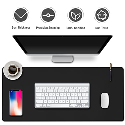 Gaming Mouse Pad Large XXL Extended Desk Mat with Non-Slip, Special-Textured Surface, Stitched Edges for Gaming and Office Home - Black - color: Black