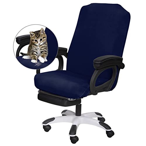 SARAFLORA Office Chair Cover- Large, Navy- Removable Computer Chair Covers for Office Chair with Zipper for Universal Rotating Chair Desk Chair Cover High Back Chairs Seat Washable Protector for Pets - color: Navy, size: Large | 1PCS