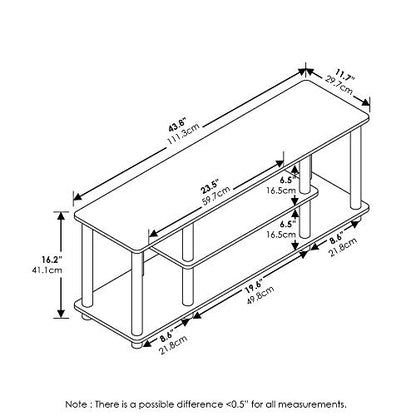Furinno Turn-N-Tube No Tools 3D 3-Tier Entertainment TV Stand up to 50 inch TV, Round Tubes, Walnut - color: Walnut, size: 50 inch
