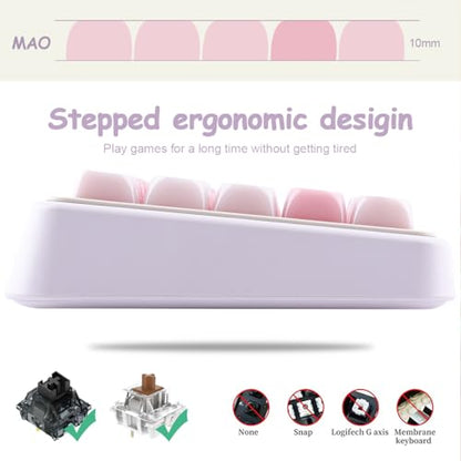 Ceramic Jade Cat Keycaps, 142 Keys Translucent Pink Meow Meow Cute Keycaps Mao Profile Custom Keycap with Keycap Storage Box for Cherry Gateron MX Swithes Mechanical Keyboards - color: Meow Meow Pudding