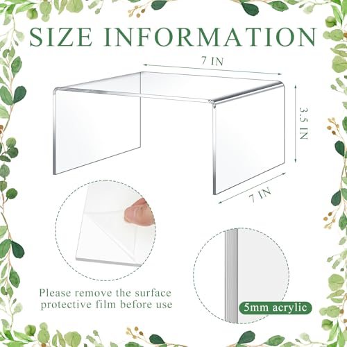 RattanView 2 Pcs 7 x 7 Inch Large Acrylic Risers Display Stands 5 mm Thick Acrylic Shelf Riser Showcase for Collectibles Jewelry Cupcakes Food Figures Perfume Cabinet (Clear) - color: Clear, size: 7 x 7 Inch, 5 mm