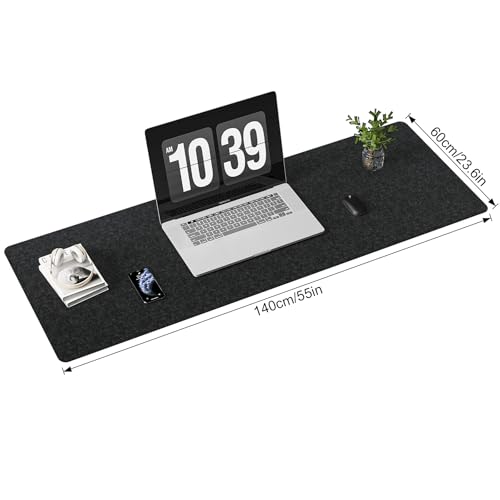 Extra Large Felt Desk Mat,55''x23.6'' Non-Slip Desktop Protector,Full Desk Mouse pad, Computer Desk Mat for Keyboard and Mouse Pad,Desk Accessories for Home and Office (Dark Gray) - color: Dark Gray, size: 55" x 23.6"