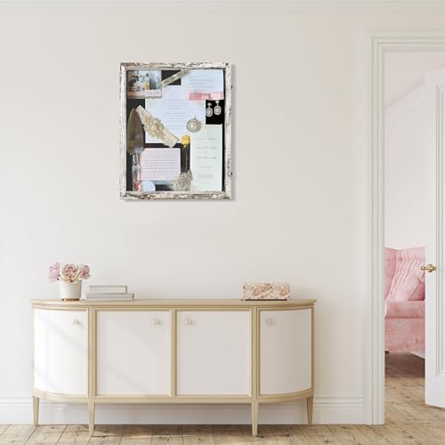 GraduatePro Shadow Box Frame 16x20 Display Case with Linen Back, Plexiglass Window Door with Hinge, Picture Frame Wedding Bouquet Memorabilia Medals Photos Memory Box for Keepsakes Rustic White - color: Rustic White, size: 16"x20" (40.6x50.8 cm)
