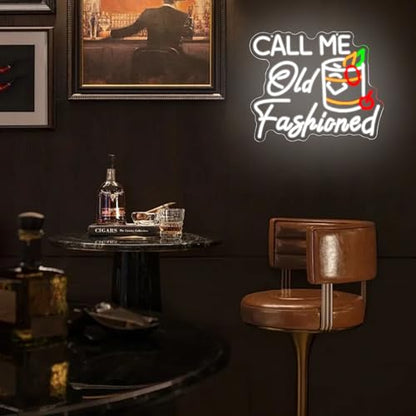 Call Me Old Fashioned Neon Sign Whiskey Led Sign Bar Neon Light Cocktail Bar Letter Wall Decor for Bar Pub Party Man Cave Bedroom Bar Shop - style: call me old fashioned
