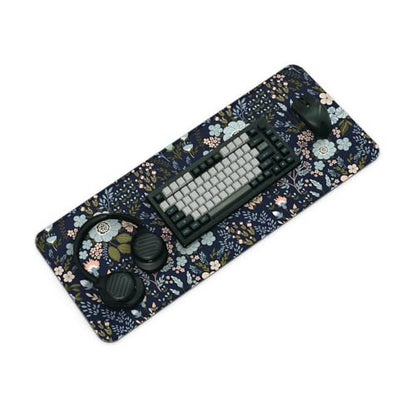 Gaming Mouse Pad, Large 31.5 x 11.8 inches Mousepad, Long Keyboard Pad, Cute Mouse Mat for Computer with Stitched Edges and Non-Slip Base (Black Flowers) - color: Black Flowers