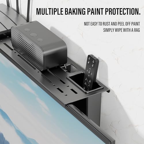 CABTE Adjustable Steel TV Top Shelf, Floating TV Stand, Universal Monitor Shelf for Soundbar, Game Console, Cable Box, Router Shelves (34.65 x 4.33 inch) | Universal Monitor Shelf for Game Console, Cable Box, Router Shelves (34.65 x 4.33 inch) - style: 34
