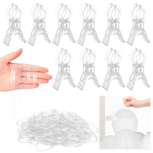 Crtiin 10 Pack Large Balloon Arch Clips 3.5 Inch Heavy Duty Clip and 300 Pcs Clear Rubber Bands for Balloon Arch Frame Garland Wall Birthday Decorations Crafts Woodworking - size: 2.17 - 6.69 Inches