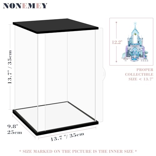 NONEMEY Clear Acrylic Display Case with Remote Control Light for Collectibles, Dustproof Model Showcase Organizer Box, Display Case for Collectibles(13.8x10x13.8inch,35x25x35cm) - size: 13.8×9.8×13.8 inch, 35×25×35 cm