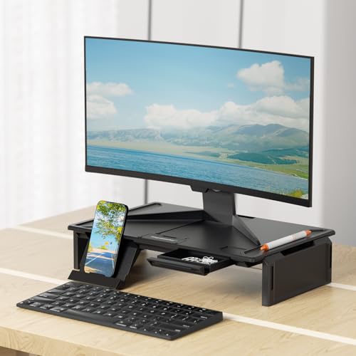 Heymaster Ergonomic Monitor Stand Riser, Laptop Stand Foldable Muti-Angle Adjustable Portable Foldable Stand with Heat-Vent Compatible with MacBook, Air, Pro, Surface Laptop (9-17 inches) (Black)