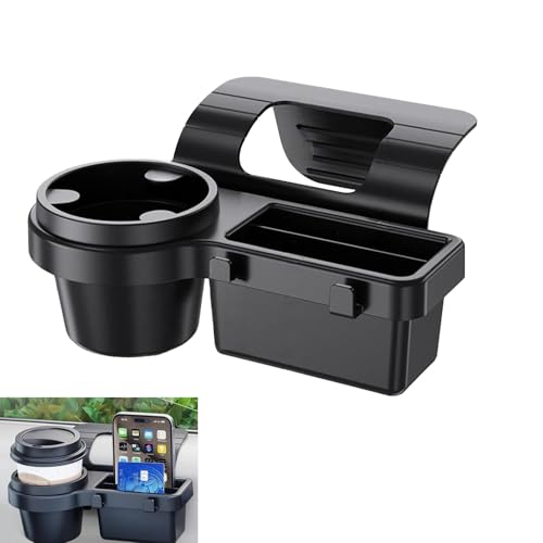 Car Window Storage Organizer, Vehicle Door Side Hanging Storage Box with Cup Holder & Phone Mount, Clip-on Car Door Edge Storage Box for Cell Phone, Wallet, Keys, Sunglasses (Style 2) - size: Style 2