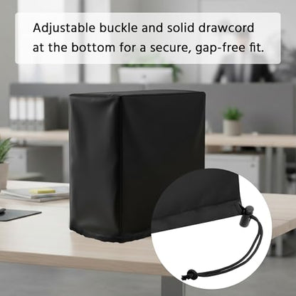 CPU Dust Cover Medium Size CPU Computer Desktop Gaming PC Mid-Tower Full Body Protective Cover Case with Adjustable Solid Cord Tight Rope Black - size: 9Wx19Dx20H in