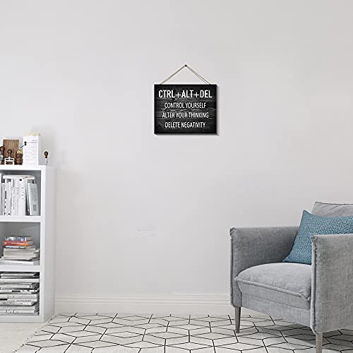 Artinme Inspirational Wall Decor for Office, CTRL+ALT+DEL Wood Signs Plaque, Black and White Artwork Office Wall Decoration & Home Wall Decor, 8 x 10 Inch